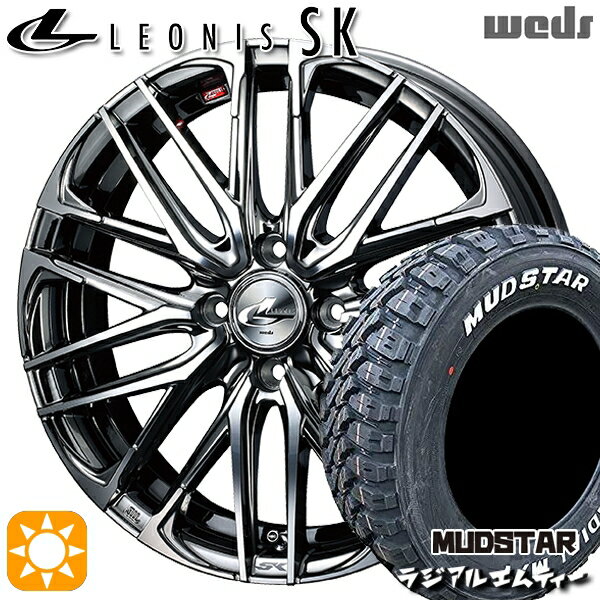 【取付対象】205/60R16 96T XL マッドスター ラジアル M/T ホワイトレター Weds レオニス SK BMCMC (ブラックメタルコート ミラーカット) 16インチ 6.0J 4H100 サマータイヤホイールセット