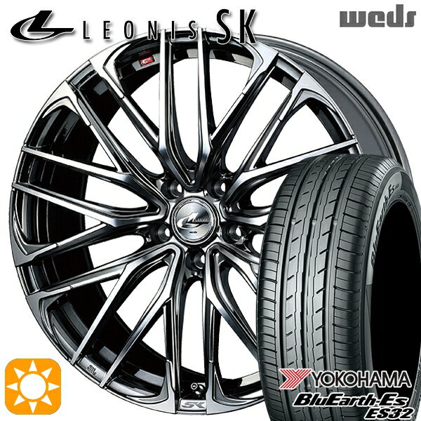 【取付対象】リーフ レヴォーグ 215/50R17 95V XL ヨコハマ ブルーアース ES32 Weds レオニス SK BMCMC (ブラックメタルコート ミラーカット) 17インチ 7.0J 5H114.3 サマータイヤホイールセット