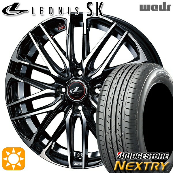 【取付対象】フィット アクア 175/70R14 84S ブリヂストン ネクストリー Weds レオニス SK PBMC (パールブラック ミラーカット) 14インチ 5.5J 4H100 サマータイヤホイールセット