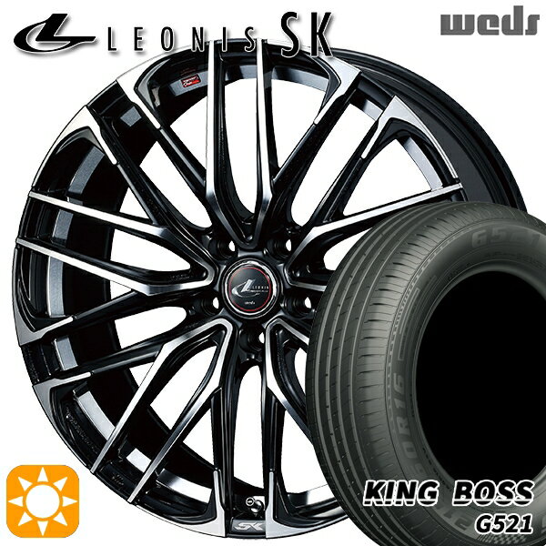 【取付対象】リーフ ノア 205/55R16 91V キングボス G521 Weds レオニス SK PBMC (パールブラック ミラーカット) 16インチ 6.5J 5H114.3 サマータイヤホイールセット