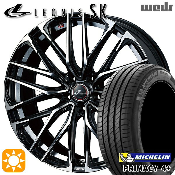 【取付対象】リーフ ノア 205/55R16 91V ミシュラン プライマシー4プラス Weds レオニス SK PBMC (パールブラック ミラーカット) 16インチ 6.5J 5H114.3 サマータイヤホイールセット