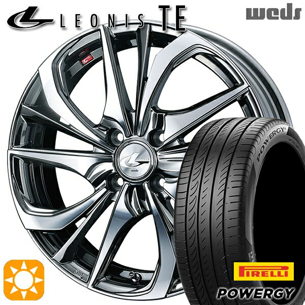 【取付対象】マツダ2 ノート 195/55R16 87V ピレリ パワジー Weds レオニス TE BMCMC (ブラックメタルコート/ミラーカット) 16インチ 6.0J 4H100 サマータイヤホイールセット