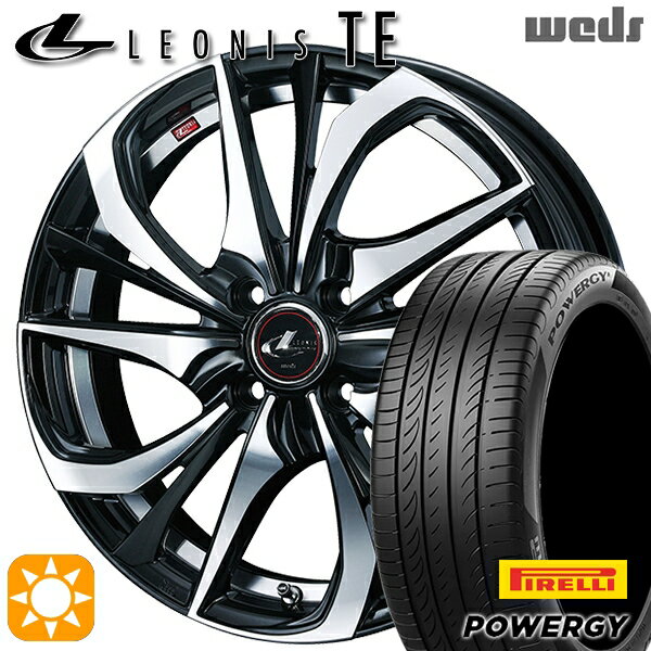 【取付対象】フィット アクア 185/60R15 84H ピレリ パワジー Weds レオニス TE PBMC (パールブラック ミラーカット) 15インチ 5.5J 4H100 サマータイヤホイールセット