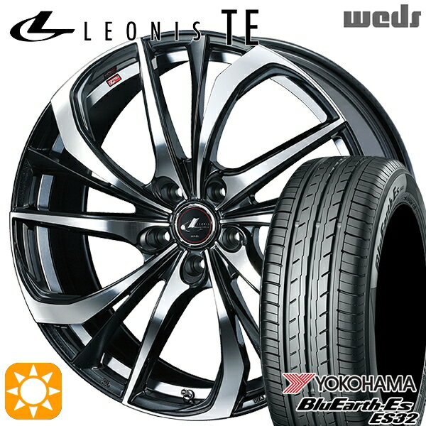 【取付対象】リーフ レヴォーグ 215/50R17 95V XL ヨコハマ ブルーアース ES32 Weds レオニス TE PBMC (パールブラック ミラーカット) 17インチ 7.0J 5H114.3 サマータイヤホイールセット