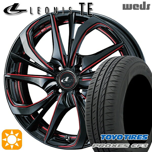 【取付対象】165/55R15 75V トーヨー プロクセス CF3 Weds レオニス TE BK/SC[RED] (ブラック/SCマシニング[レッド]) 15インチ 4.5J 4H100 サマータイヤホイールセット