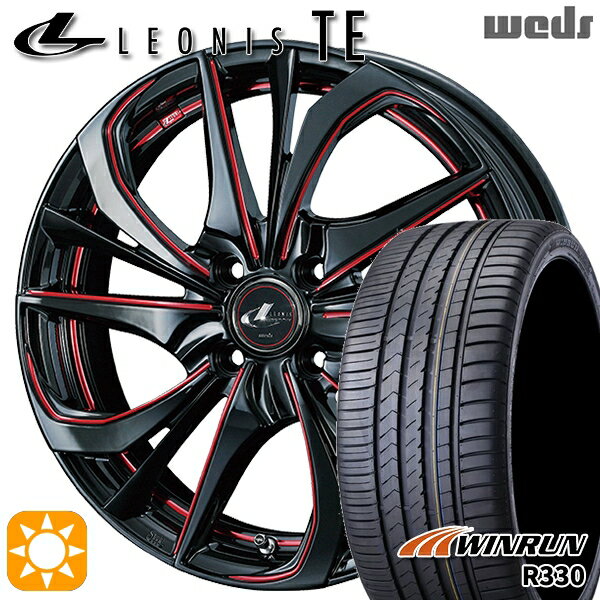 【取付対象】195/40R17 81W XL ウィンラン R330 Weds レオニス TE BK/SC[RED] (ブラック/SCマシニング[レッド]) 17インチ 6.5J 4H100 サマータイヤホイールセット
