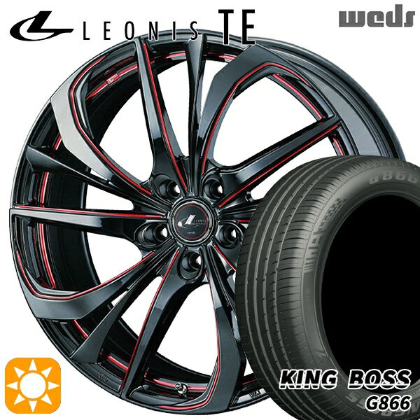 【取付対象】アクセラ アテンザ 215/45R18 93W XL キングボス G866 Weds レオニス TE BK/SC[RED] (ブラック/SCマシニング[レッド]) 18インチ 7.0J 5H114.3 サマータイヤホイールセット