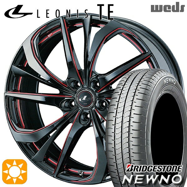 【取付対象】225/50R17 94V ブリヂストン ニューノ Weds レオニス TE BK/SC[RED] (ブラック/SCマシニング[レッド]) 17インチ 7.0J 5H114.3 サマータイヤホイールセット
