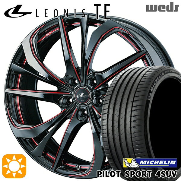 【取付対象】235/60R18 107W XL ミシュラン パイロットスポーツ4 SUV Weds レオニス TE BK/SC[RED] (ブラック/SCマシニング[レッド]) 18インチ 7.0J 5H114.3 サマータイヤホイールセット