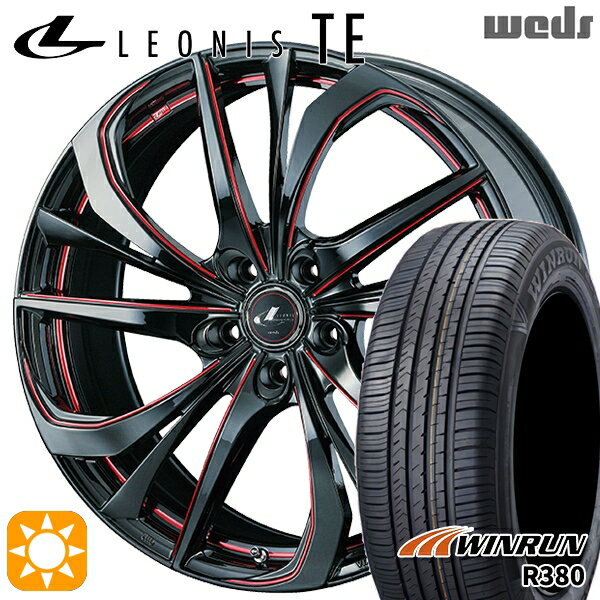 【取付対象】C-HR カローラクロス 215/60R17 96V ウィンラン R380 Weds レオニス TE BK/SC[RED] (ブラック/SCマシニング[レッド]) 17インチ 7.0J 5H114.3 サマータイヤホイールセット