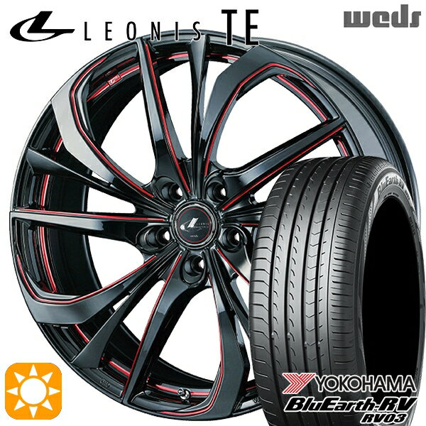 【取付対象】225/45R18 95W XL ヨコハマ ブルーアース RV03 Weds レオニス TE BK/SC[RED] (ブラック/SCマシニング[レッド]) 18インチ 7.0J 5H114.3 サマータイヤホイールセット