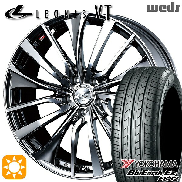 【取付対象】セレナ 215/40R18 85W ヨコハマ ブルーアース ES32 Weds レオニス VT BMCMC (ブラックメタルコート ミラーカット) 18インチ 7.0J 5H114.3 サマータイヤホイールセット