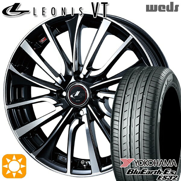 【取付対象】165/50R15 73V ヨコハマ ブルーアース ES32 Weds レオニス VT PBMC (パールブラック ミラーカット) 15インチ 4.5J 4H100 サマータイヤホイールセット