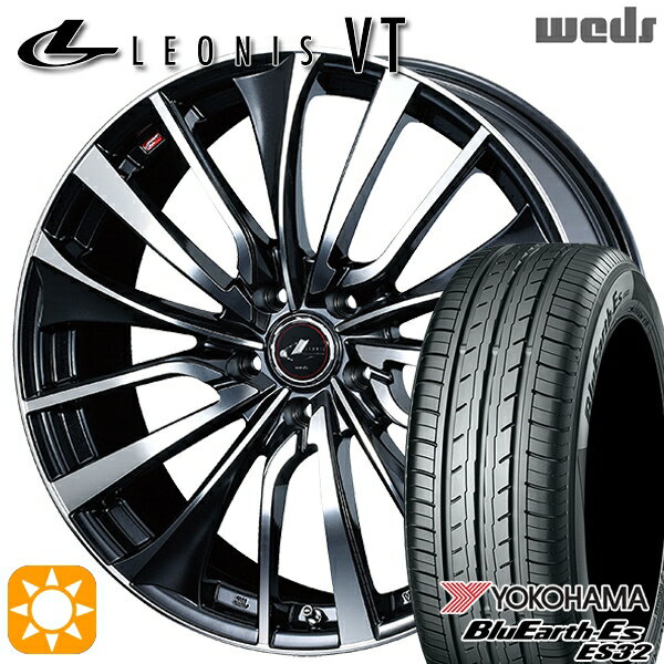 【取付対象】セレナ 215/40R18 85W ヨコハマ ブルーアース ES32 Weds レオニス VT PBMC (パールブラック ミラーカット) 18インチ 7.0J 5H114.3 サマータイヤホイールセット