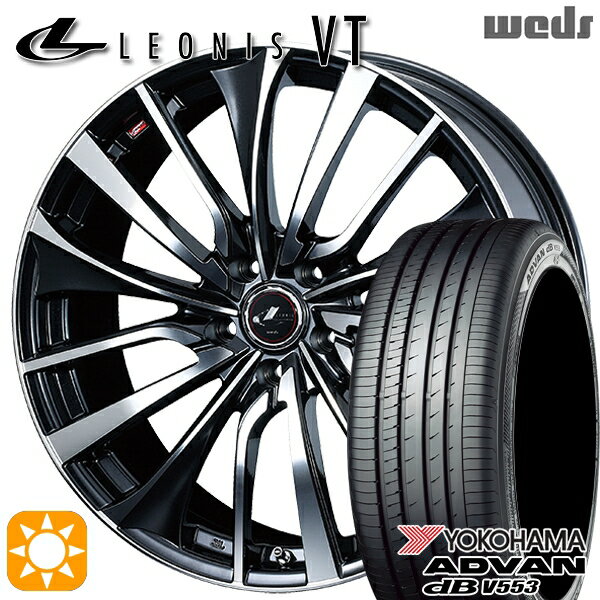 【取付対象】マツダ6 エクストレイル 225/60R18 104W XL ヨコハマ アドバンデシベル V553 Weds レオニス VT PBMC (パールブラック ミラーカット) 18インチ 8.0J 5H114.3 サマータイヤホイールセット