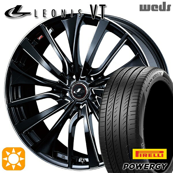 【取付対象】アクセラ アテンザ 215/45R18 93W XL ピレリ パワジー Weds レオニス VT PBK/SC (パールブラック/SCマシニング) 18インチ 7.0J 5H114.3 サマータイヤホイールセット