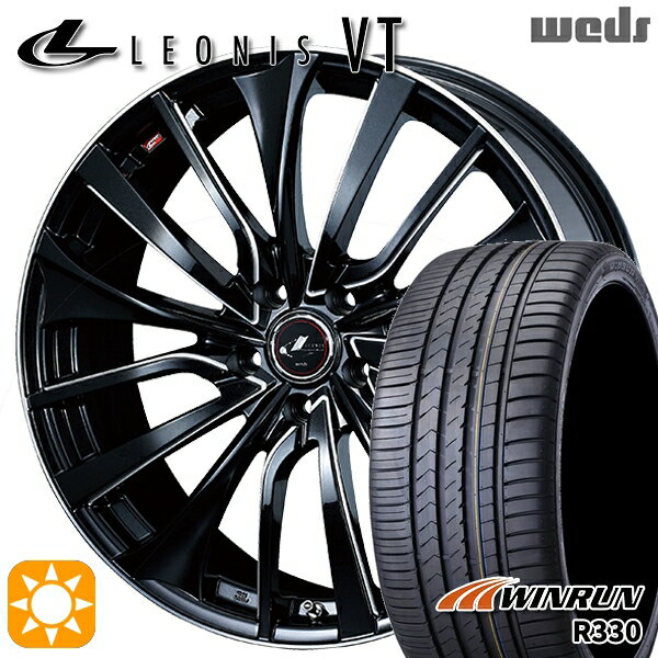 【取付対象】225/35R19 88W XL ウィンラン R330 Weds レオニス VT PBK/SC (パールブラック/SCマシニング) 19インチ 7.5J 5H114.3 サマータイヤホイールセット