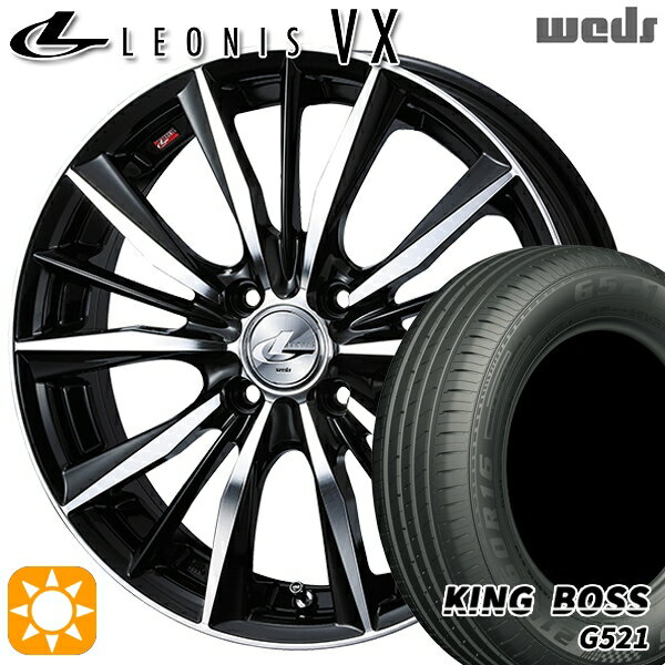 【取付対象】フィット アクア 185/60R15 84H キングボス G521 Weds レオニス VX BKMC (ブラック ミラーカット) 15インチ 6.0J 4H100 サマータイヤホイールセット