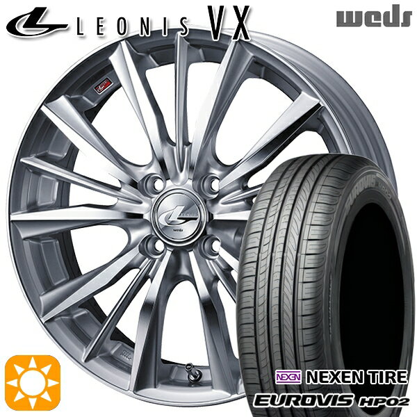 【取付対象】155/65R14 ネクセン ロードストーン ユーロビズ HP02 Weds レオニス VX HSMC (ハイパーシルバー ミラーカット) 14インチ 4.5J 4H100 サマータイヤホイールセット