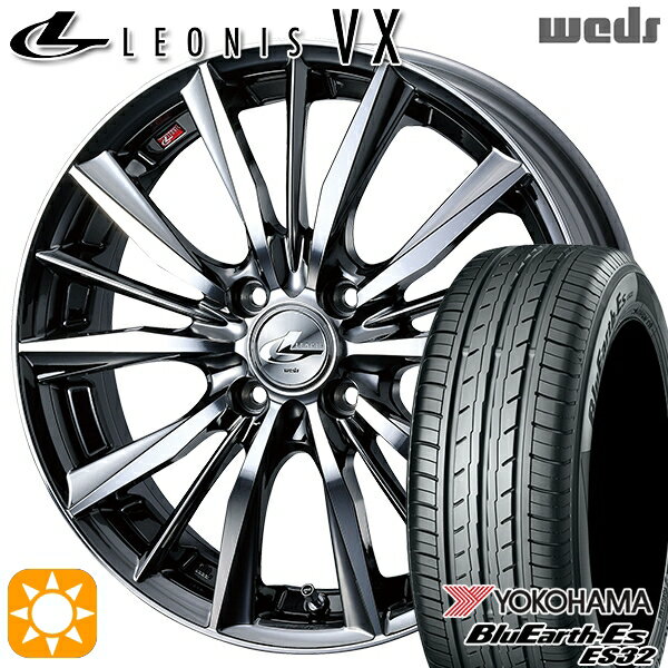 【取付対象】エブリィワゴン 165/60R14 75T ヨコハマ ブルーアース ES32 Weds レオニス VX BMCMC (ブラックメタルコート ミラーカット) 14インチ 4.5J 4H100 サマータイヤホイールセット