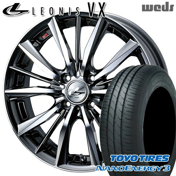 【取付対象】エブリィワゴン 165/60R14 75H トーヨー ナノエナジー3 Weds レオニス VX BMCMC (ブラックメタルコート ミラーカット) 14インチ 4.5J 4H100 サマータイヤホイールセット