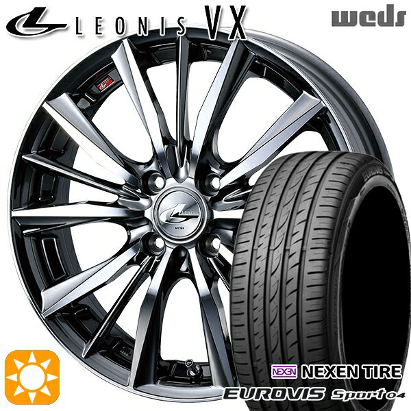 【取付対象】165/60R14 75H ロードストーン ユーロビズ Sport 04 Weds レオニス VX BMCMC (ブラックメタルコート ミラーカット) 14インチ 4.5J 4H100 サマータイヤホイールセット