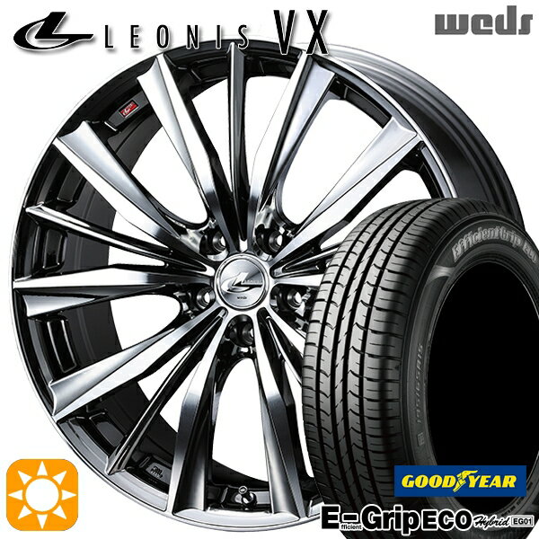 【取付対象】リーフ レヴォーグ 215/50R17 91V グッドイヤー エフィシェントグリップ エコ EG01 Weds レオニス VX BMCMC (ブラックメタルコート ミラーカット) 17インチ 7.0J 5H114.3 サマータイヤホイールセット