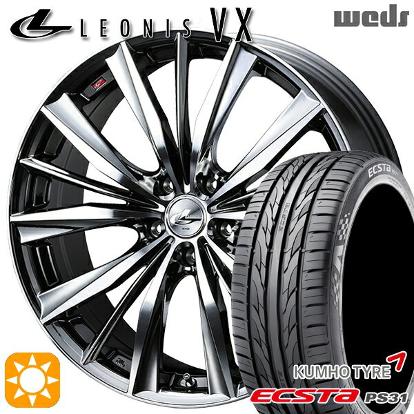 【取付対象】マークX スカイライン 225/45R18 91W クムホ エクスタ PS31 Weds レオニス VX BMCMC (ブラックメタルコート ミラーカット) 18インチ 7.0J 5H114.3 サマータイヤホイールセット