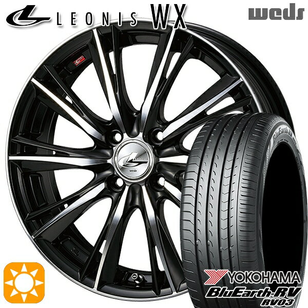 【取付対象】フィット アクア 185/60R15 84H ヨコハマ ブルーアース RV03 Weds レオニス WX BKMC (ブラック ミラーカット) 15インチ 5.5J 4H100 サマータイヤホイールセット