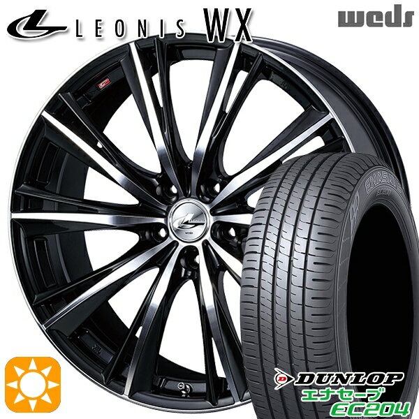 【取付対象】アイシス ノア 215/45R17 91W XL ダンロップ エナセーブ EC204 Weds レオニス WX BKMC (ブラック ミラーカット) 17インチ 7.0J 5H114.3 サマータイヤホイールセット