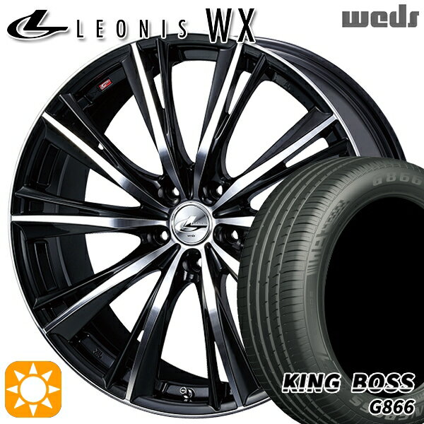 【取付対象】リーフ レヴォーグ 215/50R17 95W XL キングボス G866 Weds レオニス WX BKMC (ブラック ミラーカット) 17インチ 7.0J 5H114.3 サマータイヤホイールセット