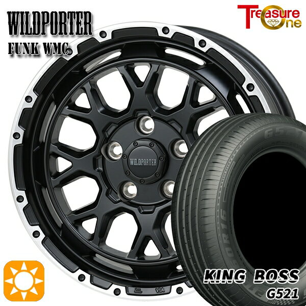 【取付対象】205/55R16 91V キングボス G521 トレジャーワン ワイルドポーター ファンク WMC MB/RP 16インチ 7.0J 5H114.3 サマータイヤホイールセット