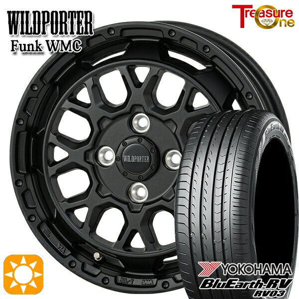 【取付対象】エブリィワゴン 165/60R14 75H ヨコハマ ブルーアース RV03 トレジャーワン ワイルドポーター ファンク WMC MBK 14インチ 4.5J 4H100 サマータイヤホイールセット