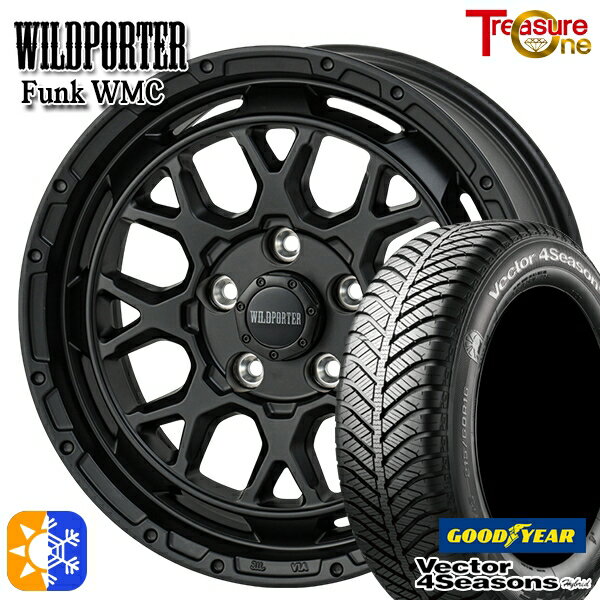 215/65R16 98H グッドイヤー ベクター フォーシーズンズ レジャーワン ワイルドポーター ファンク WMC MBK 16インチ 7.0J 5H114.3 ガンメタブラック オールシーズンタイヤホイールセット