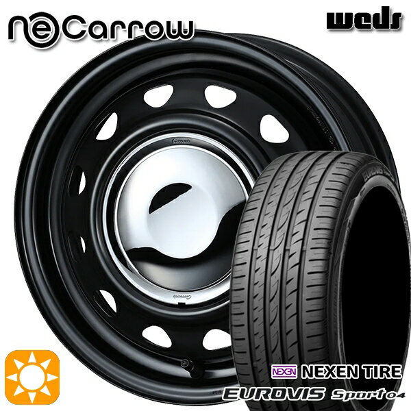 【取付対象】165/60R14 75H ロードストーン ユーロビズ Sport 04 Weds ネオキャロ セミマットブラック/クロームキャップ 14インチ 4.5J 4H100 +45 サマータイヤホイールセット