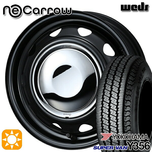 【取付対象】145/80R12 80/78N (145R12 6PR 相当) ヨコハマ スーパーバン Y356 Weds ネオキャロ セミマットブラック/クロームキャップ 12インチ 3.5J 4H100 +34 サマータイヤホイールセット