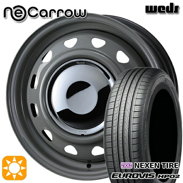 【取付対象】155/65R14 ネクセン ロードストーン ユーロビズ HP02 Weds ウェッズ ネオキャロ グレー/クロームキャップ 14インチ 4.5J 4H100 +45 サマータイヤホイールセット