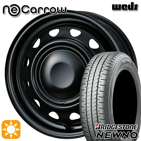 【取付対象】165/60R14 75H ブリヂストン ニューノ Weds ネオキャロ セミマットブラック/セミマットブラックキャップ 14インチ 4.5J 4H100 +45 サマータイヤホイールセット