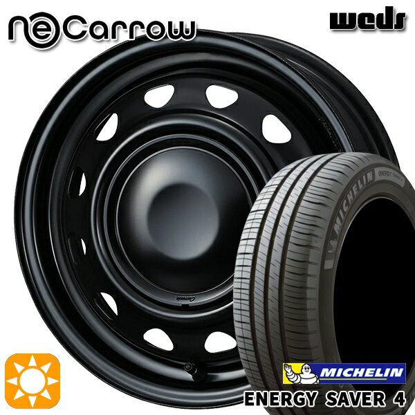 【取付対象】165/55R14 72V ミシュラン エナジーセイバー4 Weds ネオキャロ セミマットブラック/セミマットブラックキャップ 14インチ 4.5J 4H100 +45 サマータイヤホイールセット