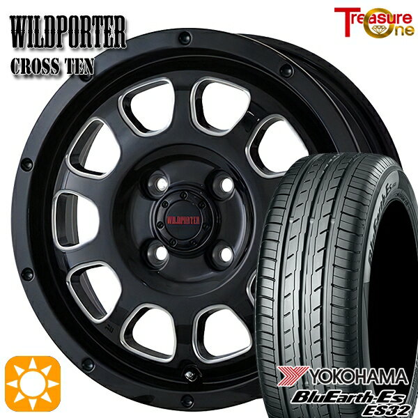 【取付対象】155/55R14 69V ヨコハマ ブルーアース ES32 トレジャーワン ワイルドポーター クロステン BK/SM 14インチ 4.5J 4H100 サマータイヤホイールセット