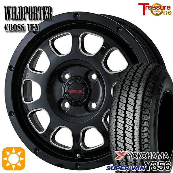 【取付対象】軽トラ 145/80R12 80/78N ヨコハマ スーパーバン Y356 トレジャーワン ワイルドポーター クロステン BK/SM 12インチ 4.0J 4H100 サマータイヤホイールセット