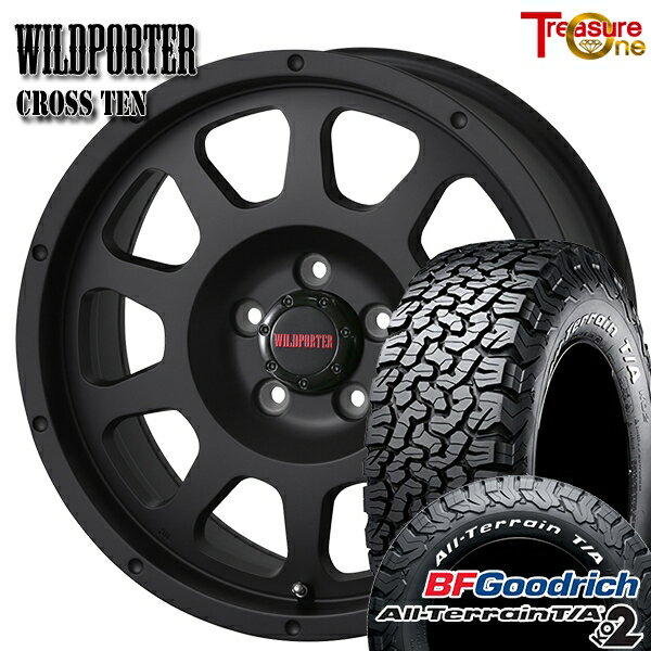 【取付対象】LT225/70R16 102/99R RWL BFグッドリッチ オールテレーン T/A KO2 トレジャーワン ワイルドポーター クロステン マットブラック 16インチ 7.0J 5H114.3 サマータイヤホイールセット