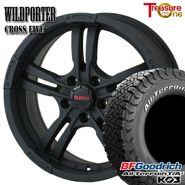 【取付対象】デリカD5 215/70R16 100/97S RWL BFグッドリッチ オールテレーン T/A KO3 トレジャーワン ワイルドポーター クロスファイブ マットブラック 16インチ 7.0J 5H114.3 サマータイヤホイールセット