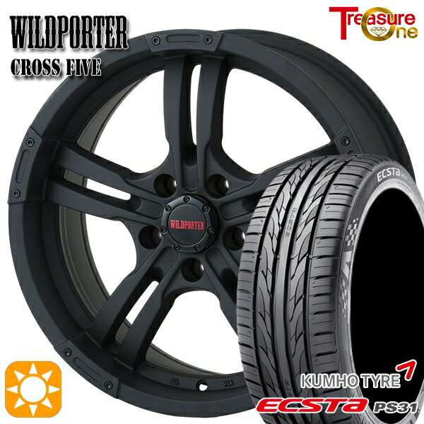 【取付対象】エスティマ ヤリスクロス 215/60R16 95V クムホ エクスタ PS31 トレジャーワン ワイルドポーター クロスファイブ マットブラック 16インチ 7.0J 5H114.3 サマータイヤホイールセット