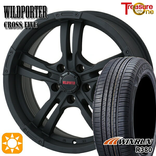 【取付対象】エルグランド クロスロード 215/65R16 98H ウィンラン R380 トレジャーワン ワイルドポーター クロスファイブ マットブラック 16インチ 7.0J 5H114.3 サマータイヤホイールセット