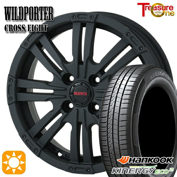 【取付対象】エブリィワゴン 165/60R14 75H ハンコック KlnERGy ECO2 K435 トレジャーワン ワイルドポーター クロスエイト マットブラック 14インチ 4.5J 4H100 +45 サマータイヤホイールセット