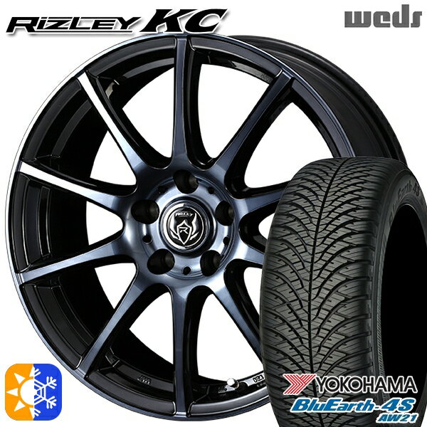 アルファード ヴェルファイア 235/50R18 101Y XL ヨコハマ ブルーアース 4S AW21 Weds ライツレーKC ブラックポリッシュBC 18インチ 7.5J 5H114.3 オールシーズンタイヤホイールセット