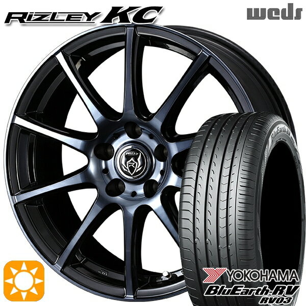 【取付対象】リーフ レヴォーグ 215/50R17 95V XL ヨコハマ ブルーアース RV03 Weds ライツレーKC ブラックポリッシュBC 17インチ 7.0J 5H114.3 サマータイヤホイールセット