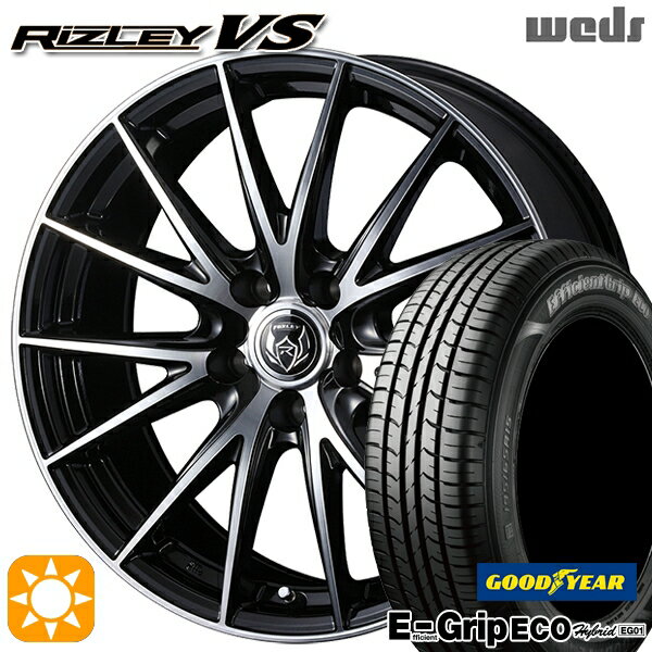 【取付対象】リーフ アクセラ 205/55R16 91V グッドイヤー エフィシェントグリップ エコ EG01 Weds ライツレーVS ブラックメタリックポリッシュ 16インチ 6.5J 5H114.3 サマータイヤホイールセット