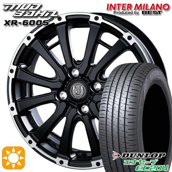 【取付対象】エブリィワゴン 165/60R14 75H ダンロップ エナセーブ EC204 インターミラノ マッドバーン XR-600S SGB/RP 14インチ 4.5J 4H100 サマータイヤホイールセット